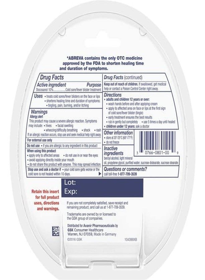 Abreva Cold Sore Med Size .07 Abreva Cold Sore Treatment Cream - Image 4